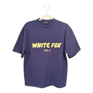 White Fox Offstage Women’s Oversized Blue Yellow Oversized Short Sleeve Shirt XS